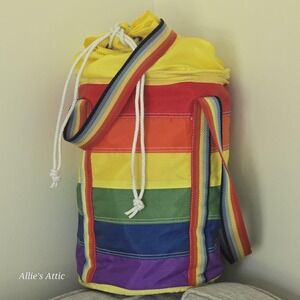 Vintage Rainbow Backpack Cooler Bag Purse Beach Tote Lady Pride LGBT Flaws
